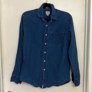 J Crew All Cotton Oxford Woven Button Down Denim Shirt